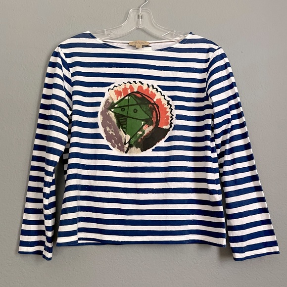 BURBERRY Boat Neck Sailor Stripe Top